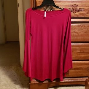 Beautiful long red silk blouse